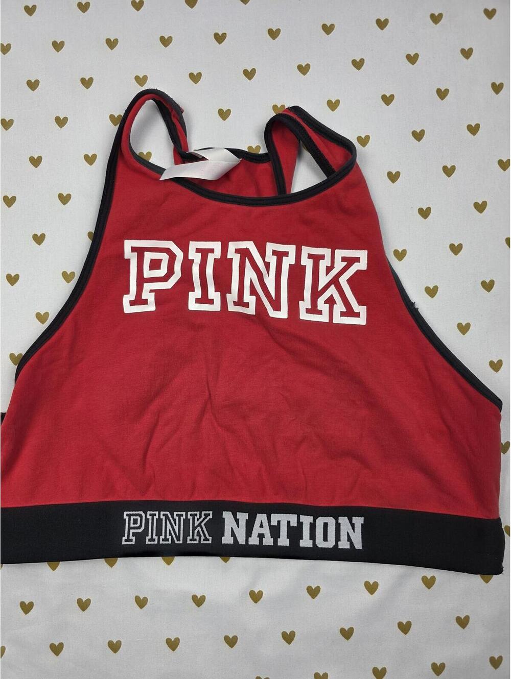 PINK Victoria's Secret Red & Black Sports Bra Crop Top